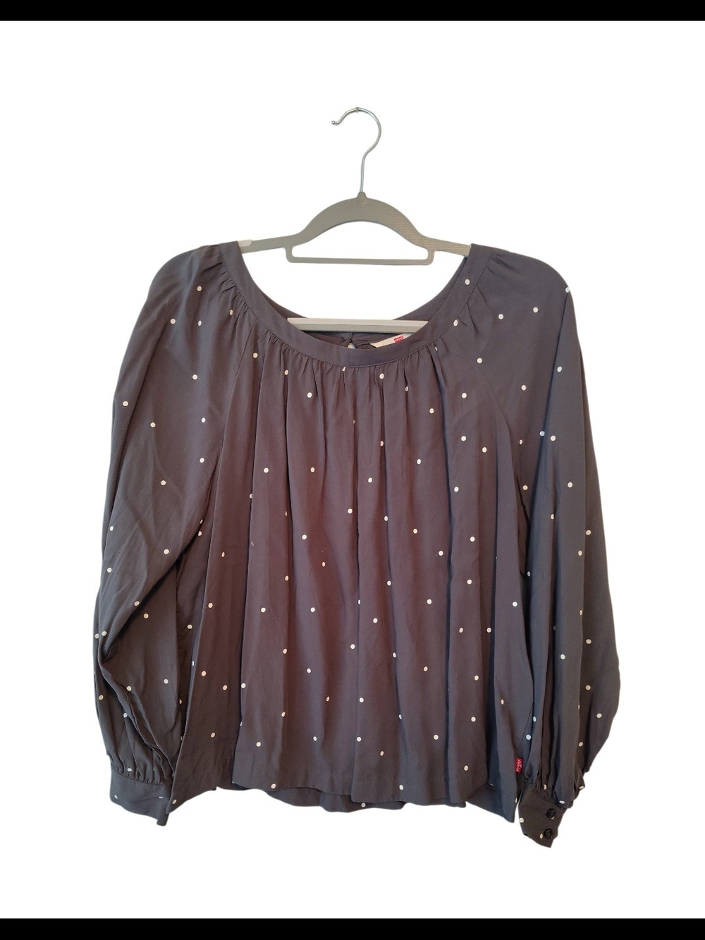 Levi's Black Long-Sleeve Polka Dot Blouse